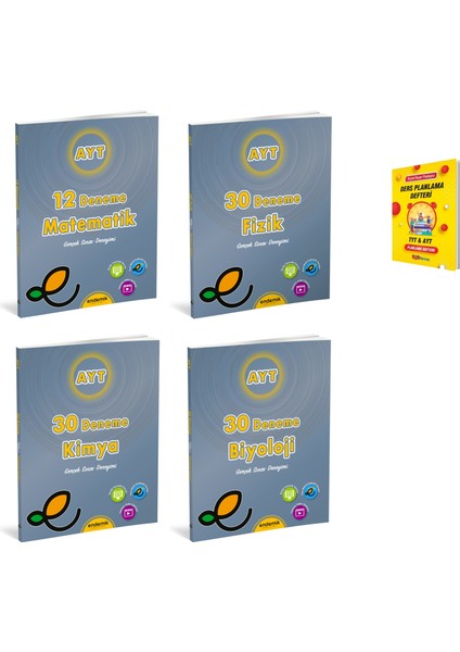 Endemik Ayt Matematik Fizik Kimya ve Biyoloji 4lü Denemeleri + Planlama Defteri