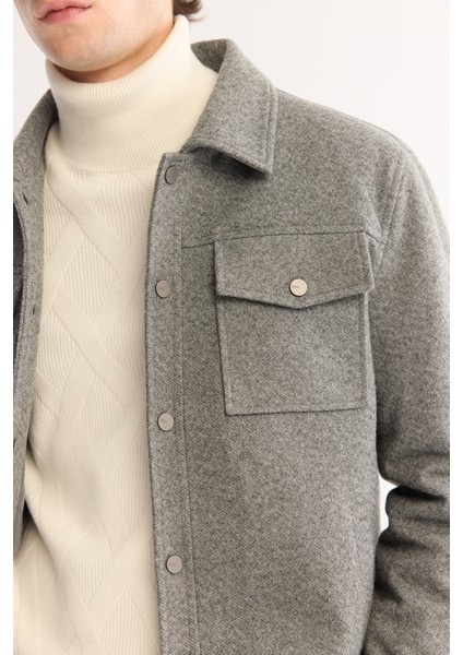 Erkek Gri Klasik Yaka Çıtçıt Kapamalı Kısa Kaşe Regular Fit Mont A52Y6186 fiyatları