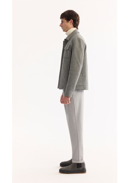 Erkek Gri Klasik Yaka Çıtçıt Kapamalı Kısa Kaşe Regular Fit Mont A52Y6186 modelleri