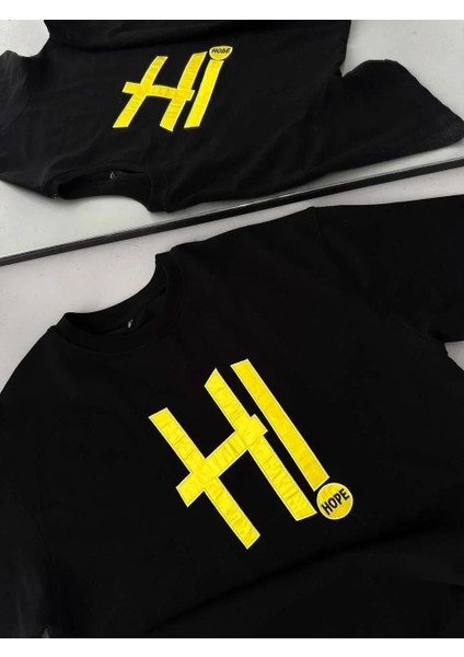 Unisex Nakış Işlemeli T-Shirt - Siyah fiyatları