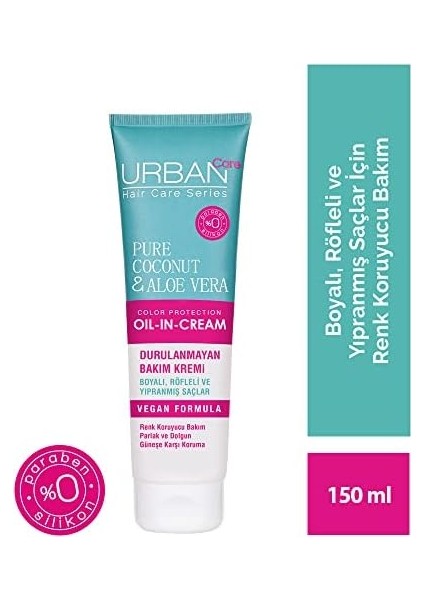 Urban Care Pure Coconut & Aloe Vera Boyalı Saçlara Özel Renk Koruyucu Durulanmayan Saç Kremi 150 Ml- Vegan modelleri