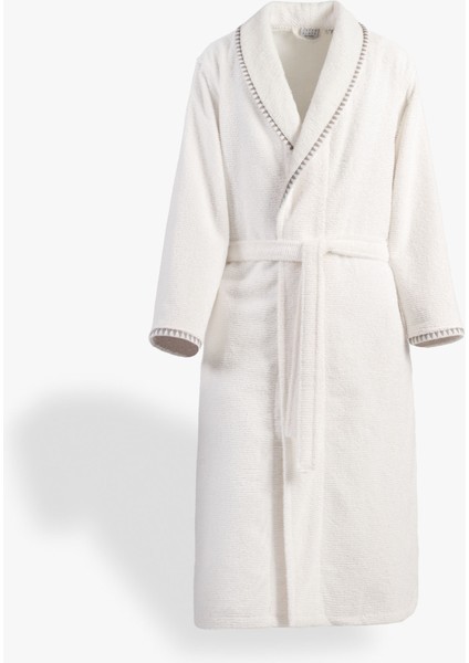 Tria Erkek Bornoz %100 Pamuk Jakarlı Krem-Vizon