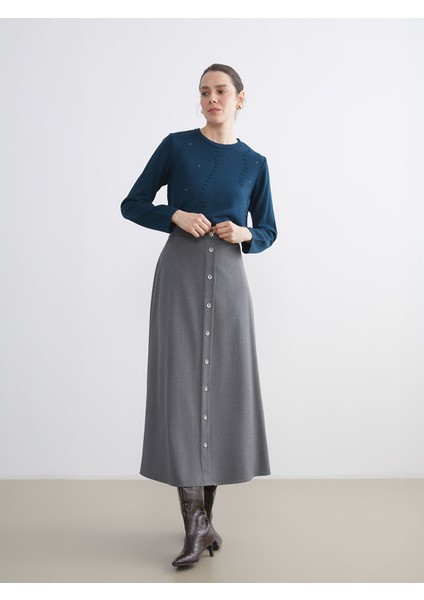 Yeni Sezon Düğme Detaylı A Kesim Etek