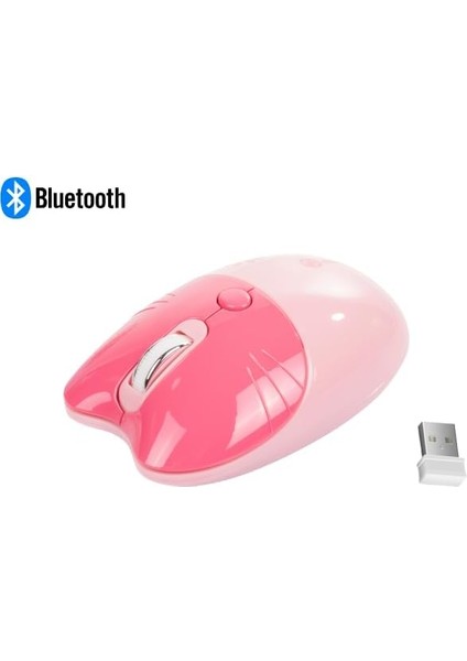 Sevimli Kedi Kablosuz Pembe Mouse Bluetooth + 2.4g Dual Mode fiyatları