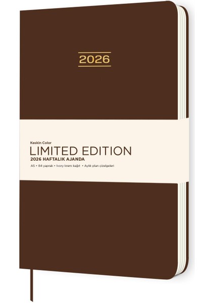 Keskin 2026-A5 Ciltli Limited Edition Haftalık Ajanda - Kahverengi