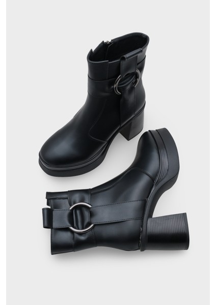 Tiffany Yuvarlak Burunlu Yandan Fermuarlı Orta Topuklu Kadın Bot indirimleri