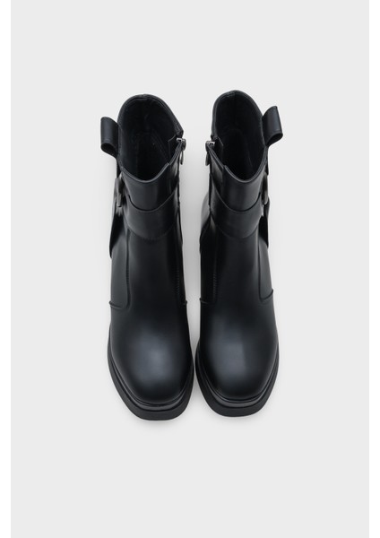 Tiffany Yuvarlak Burunlu Yandan Fermuarlı Orta Topuklu Kadın Bot