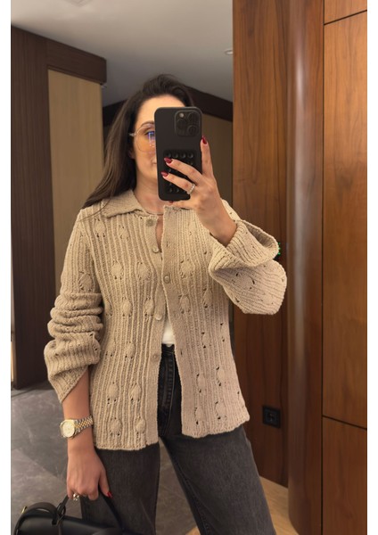 Ajurlu Orj Marka Tasarım Hırka- Bej fiyatları