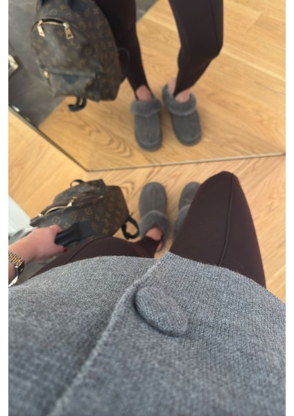 Kaplama Düğmeli Triko Hırka- Antrasit fırsatları