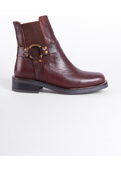 Hakiki Deri Yandan Lastikli Toka Detaylı Kadın Bot modelleri