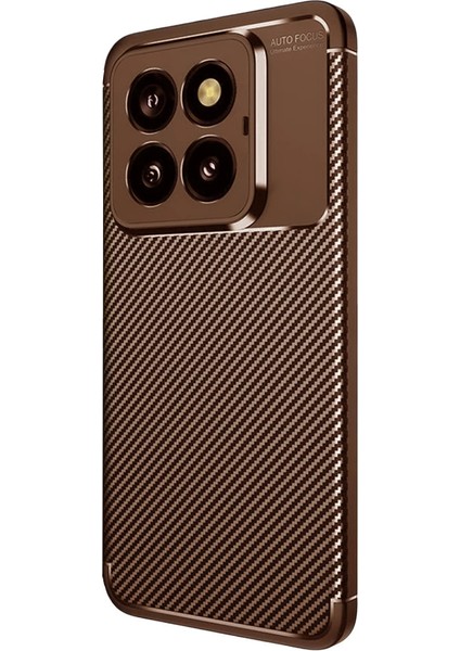 Newface Xiaomi Mi 14T Pro Kılıf Auto Focus Karbon Kapak - Kahverengi fiyatları