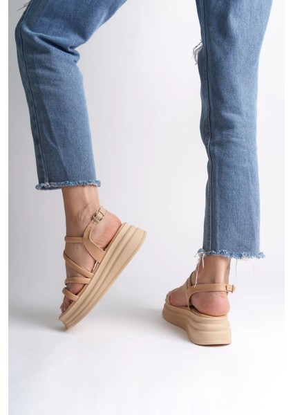 Natalıe Ince Tokalı Şerit Detaylı Ortopedik Taban Kadın Sandalet Ctt - Ten modelleri