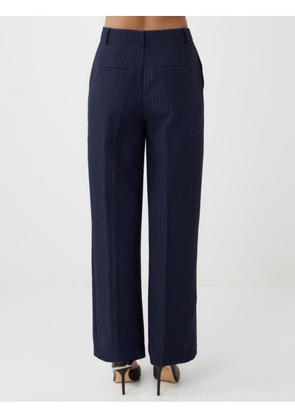 Lacivert Normal Paça Normal Bel Çizgili Dokuma Pantolon indirimleri