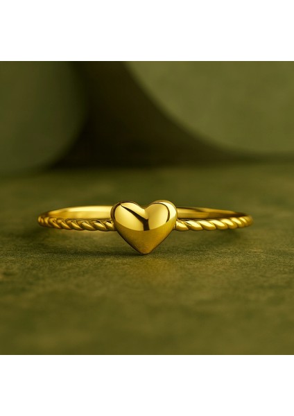 14 Ayar Altın Minimal İnce Kalp Yüzük fiyatları