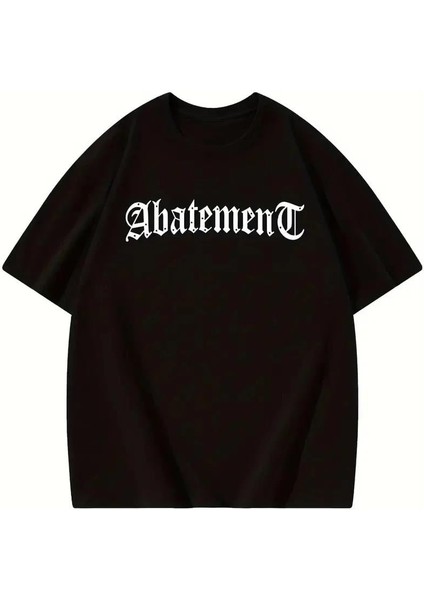 Örümcek Ağı Desenli Baskılı Oversize Bisiklet Yaka T-Shirt - Siyah fiyatları