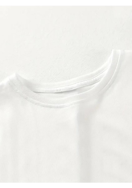 [günlük T-Shirt] Hafif Kadın Günlük T-Shirt | Bol Kesim, Kısa Kollu, Yuvarlak Yaka, Eğlenceli Karikatür Ayı ve "umrumda Değil" Baskı - Günlük Stil, Ilkbahar/yaz- Beyaz