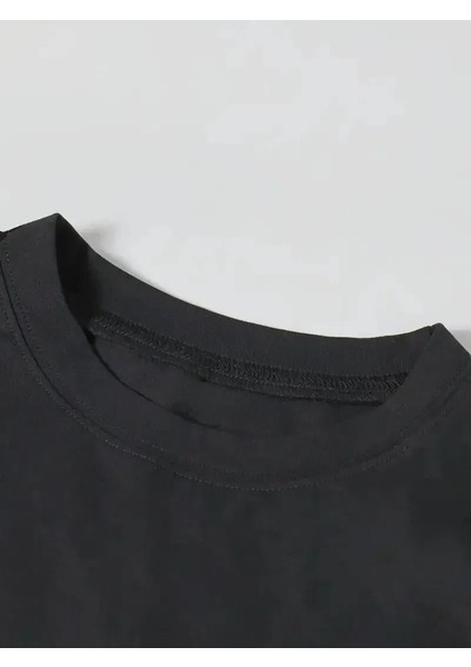Ördek Baskılı ve Yuvarlak Yakalı Kadın Günlük Büyük Boy Siyah Tişört. - Siyah modelleri