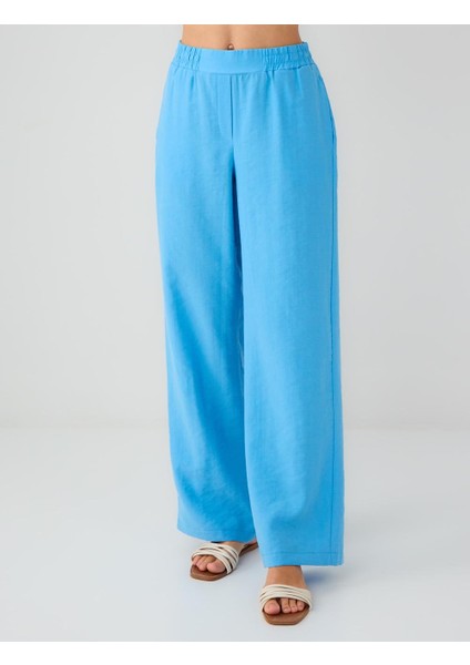 Mavi Normal Paça Beli Lastikli Dokuma Pantolon fırsatları