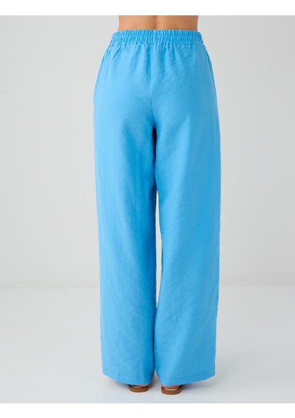 Mavi Normal Paça Beli Lastikli Dokuma Pantolon indirimleri