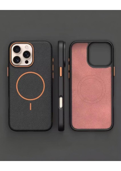 Iphone Uyumlu Deri Alcantara Magsafe Destekli Kılıf