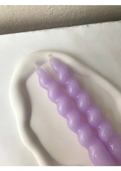 2'li Pastel Mor Burgu Şamdan Mumu