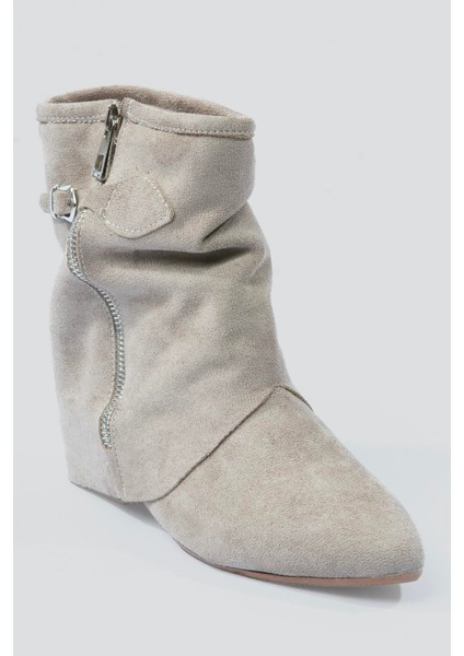 Kadın Süet Bot Fermuarlı Tokalı Vizon Armela fiyatları