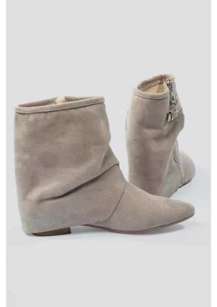 Kadın Süet Bot Fermuarlı Tokalı Vizon Armela fırsatları