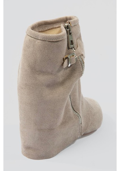 Kadın Süet Bot Fermuarlı Tokalı Vizon Armela indirimleri