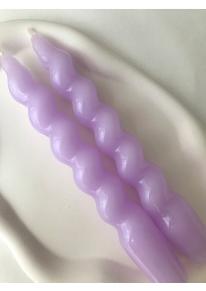 2'li Pastel Mor Burgu Şamdan Mumu modelleri