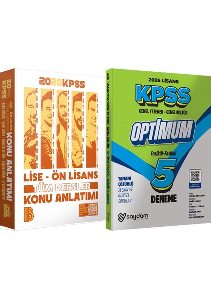 2026 Kpss Lise Ön Lisans Tüm Dersler Konu Anlatımı - Lisans Optimum 5 Deneme