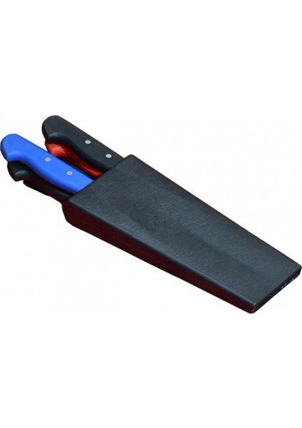 Eco Lounge Plastik Bıçak Kütüklüğü 4 Lü - Kırmızı, Plastik, Kemerlikli Bıçak Çanta