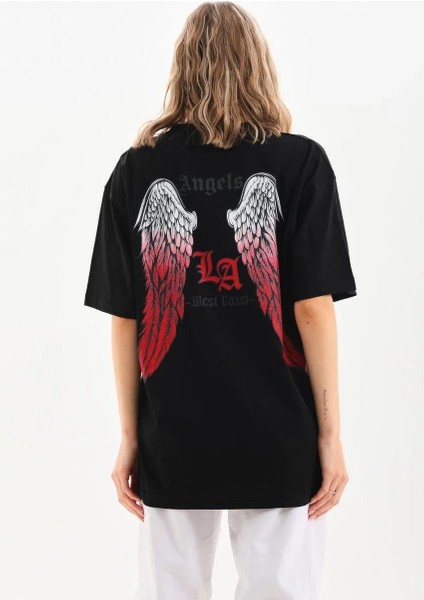 Unisex Baskılı Oversize T-Shirt - Siyah fiyatları