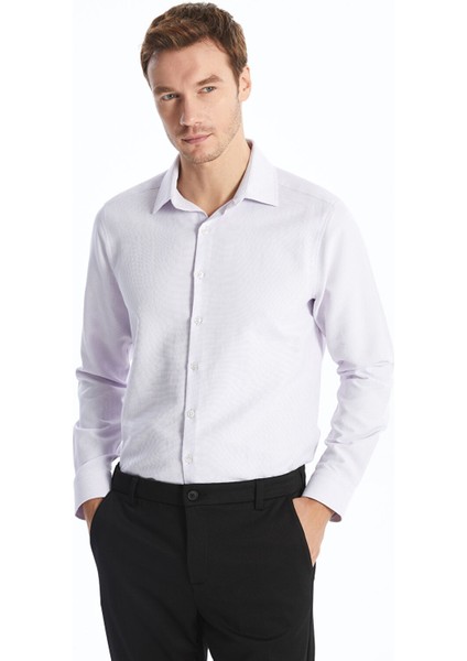 Yeni Sezon Slim Fit Uzun Kollu Armürlü Erkek Gömlek