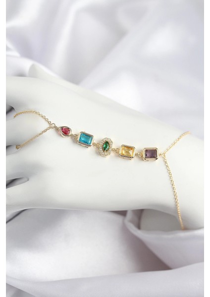 Pirinç Renkli Zirkon Taşlı Model Gold Renk Şahmeran