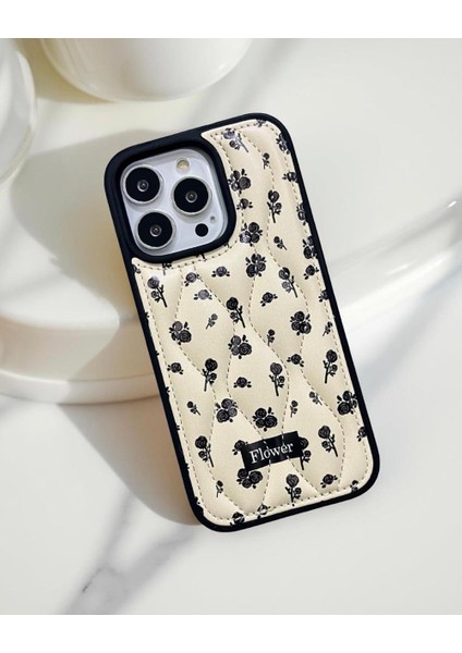 Iphone Uyumlu Kapitone Çiçek Desenli Kılıf