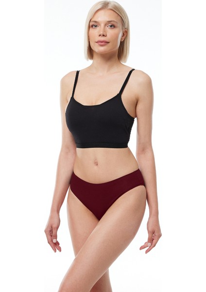 Kadın Renkli 6 Lı Paket Modal Dar Kalıp Ara Bel Slip Külot 187