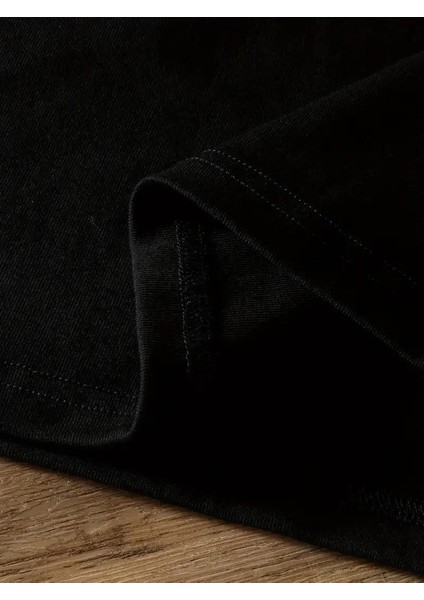 20/1 Penye Compack Ayı Baskılı Oversize Bisiklet Yaka Kısa Kol T-Shirt - Siyah modelleri