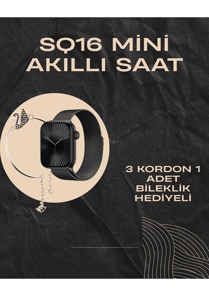 Sq-16 Mini Series 10 Akıllı Saat | Şık ve Hafif Tasarım, 3 Kordon Seçeneği fiyatları