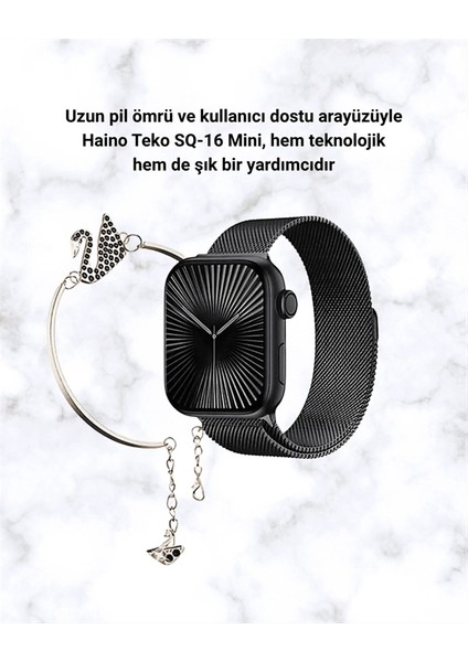 Sq-16 Mini Series 10 Akıllı Saat | Şık ve Hafif Tasarım, 3 Kordon Seçeneği fırsatları