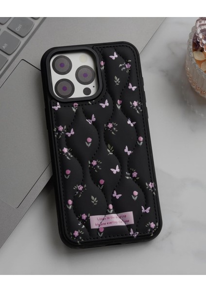 Iphone Uyumlu Kapitone Çiçek Desenli Kılıf