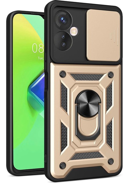 Newface Infinix Hot 30 4g Kılıf Pars Lens Yüzüklü Silikon - Gold