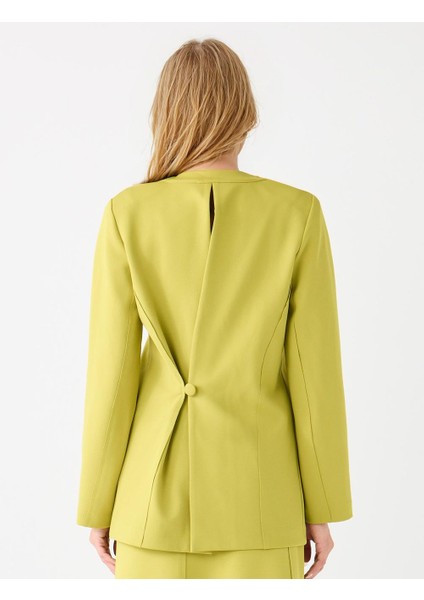 Yağ Yeşili Rahat Kesim Uzun Kollu Gizli Düğmeli Örme Ceket fırsatları