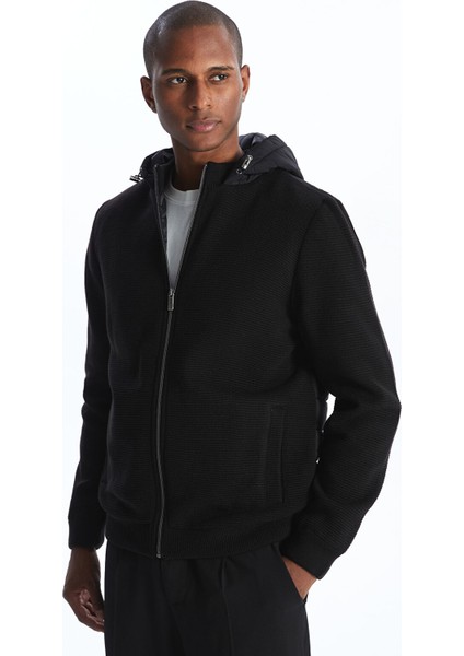 Yeni Sezon Standart Kalıp Kapüşonlu Erkek Triko Hırka