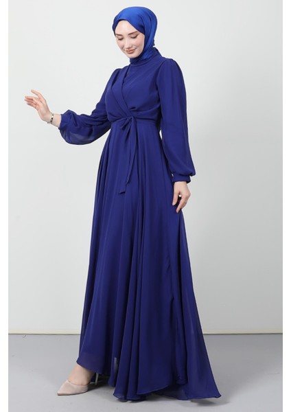 Önü Çapraz Şifon Elbise Gece Mavi fiyatları