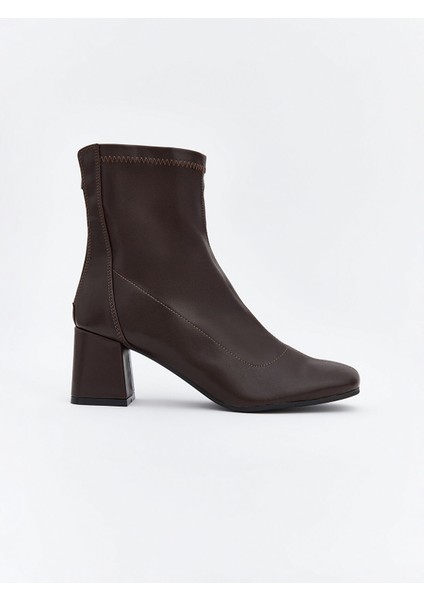 Yeni Sezon Deri Görünümlü Kadın Topuklu Bot modelleri