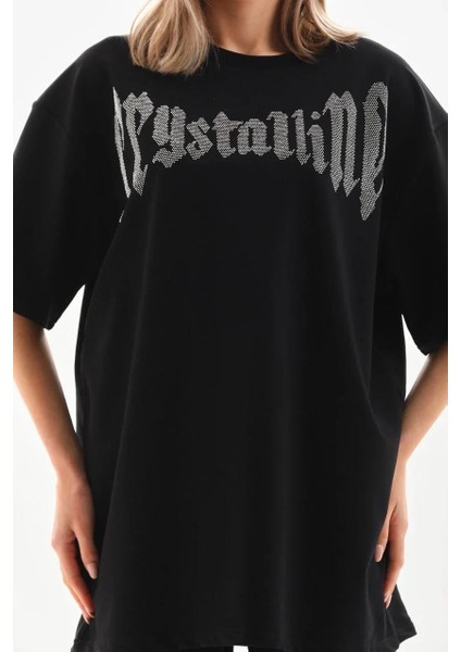Unisex Taş Desenli Oversize T-Shirt - Beyaz fiyatları