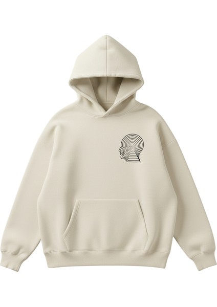 Kafa Baskılı Unisex Boxy Fit Hoodie Sweatshirt