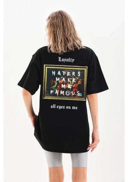 Unisex Baskılı Oversize T-Shirt - Siyah fiyatları
