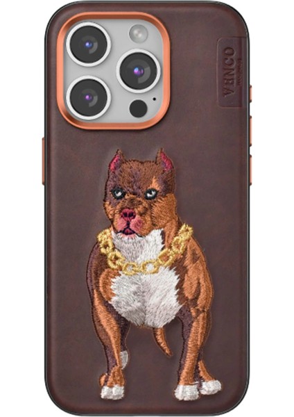 Venco Iphone 15 Pro Perma Desenli Kapak - Kahverengi