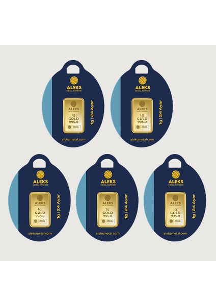 Agakulche 24 Ayar 5 Adet 1 gr 995 Amr Külçe Altın